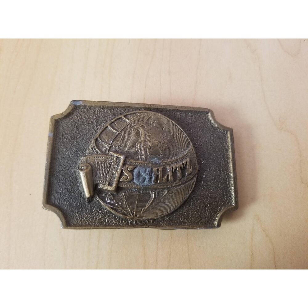 VTG Schlitz Brewing Co. The Beer That Made Milwaukee Famous Brass Belt Buckle